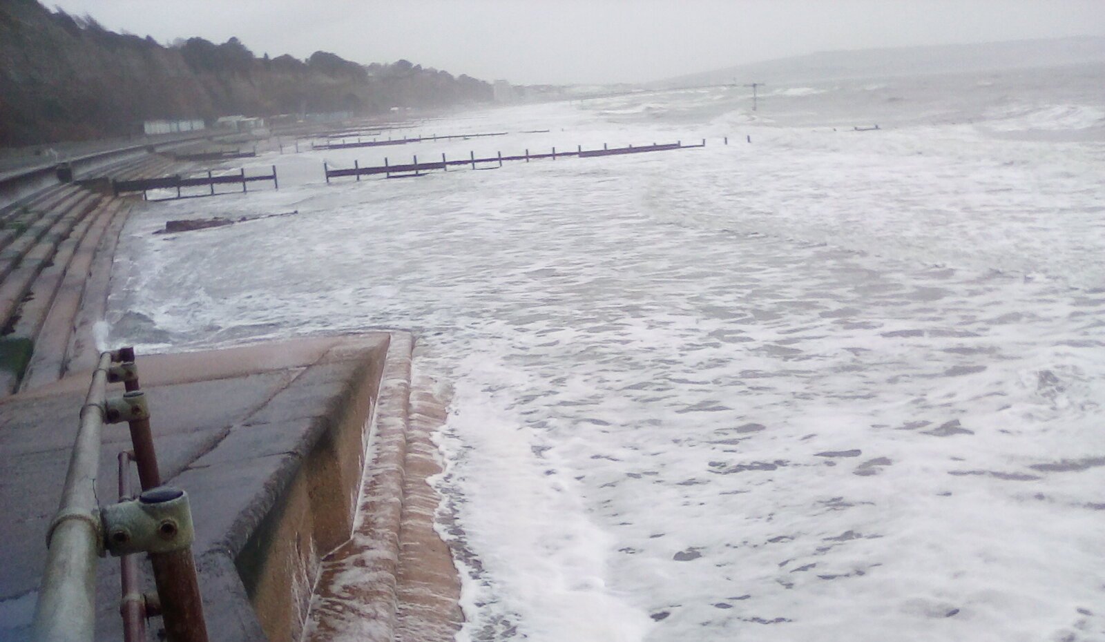 stormy seas by Salix Cafe, Small Hope Beach, Sandown